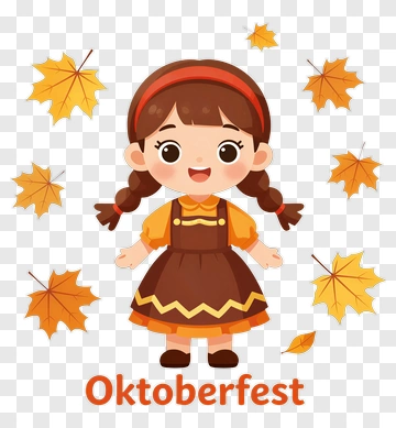 Cartoon Girl Celebrating Oktoberfest PNG