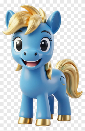 Cartoon Blue Pony With Blonde Mane PNG