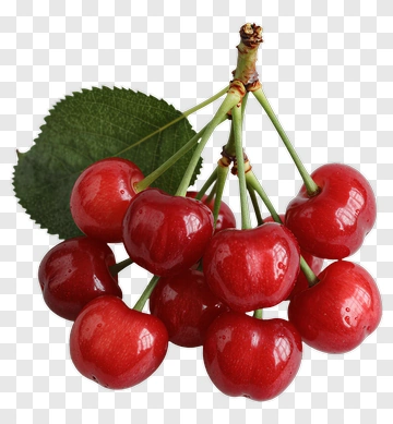 Red Cherry Bunch With Leaf PNG