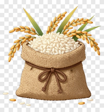 Sack Of Rice With Wheat Stalks PNG