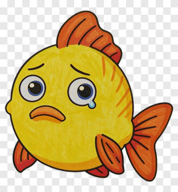 Cartoon Sad Fish With Tear PNG