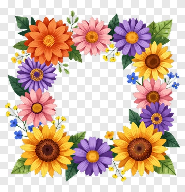 Colorful Floral Wreath PNG