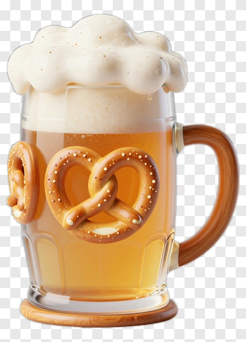 Beer Mug With Pretzel Design PNG