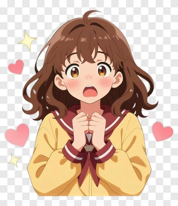 Surprised Girl With Heart Symbols PNG