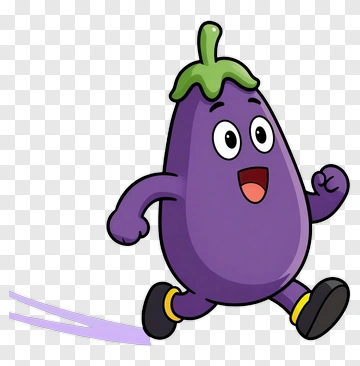 Cartoon Eggplant Running PNG