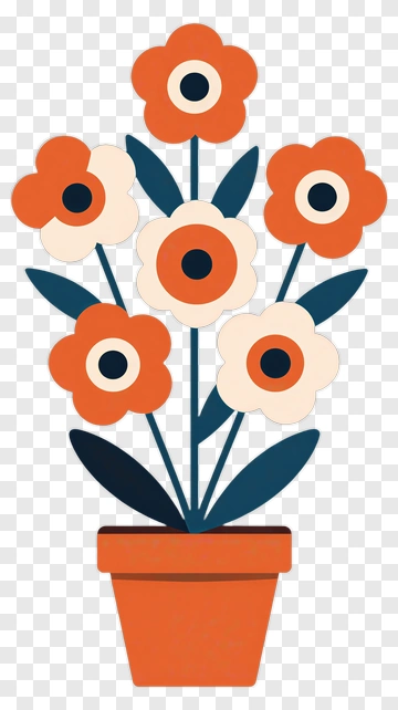 Colorful Flower Bouquet In A Pot PNG