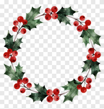 Holly Wreath With Red Berries PNG