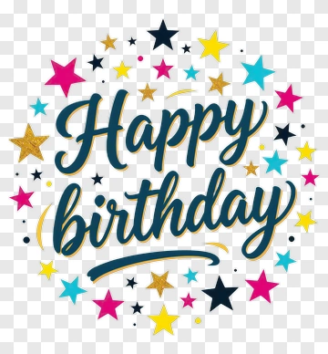 Happy Birthday Celebration With Colorful Stars PNG