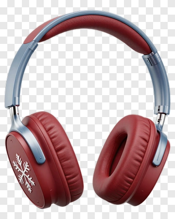 Red Headphones With Snowflake Design PNG