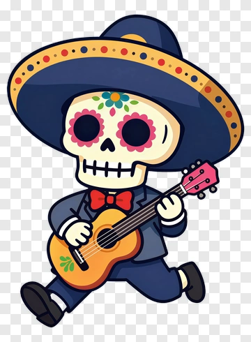 Cartoon Skeleton Playing Guitar PNG