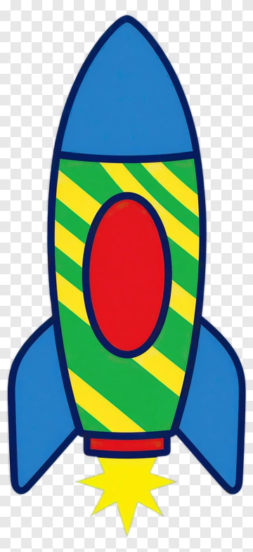 Colorful Rocket With Flames PNG