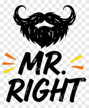 Mr. Right Beard Design PNG