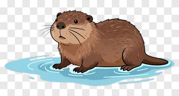 Cartoon Otter In Water PNG