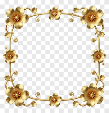 Gold Floral Frame PNG