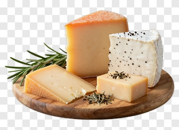 Cheese Selection On A Wooden Board PNG