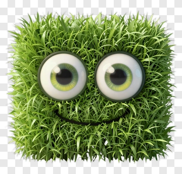 Cartoon Grass Character With Big Eyes And Smile PNG