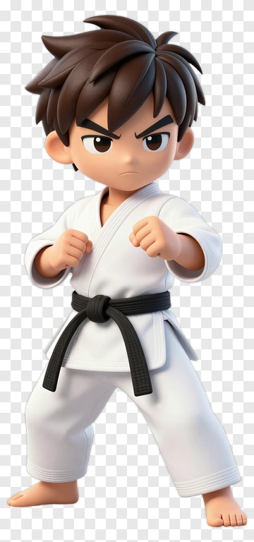 3D Karate Kid In A Fighting Stance PNG