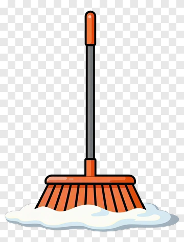 Broom With Orange Handle And Bristles PNG
