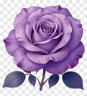 Purple Rose With Water Droplets PNG