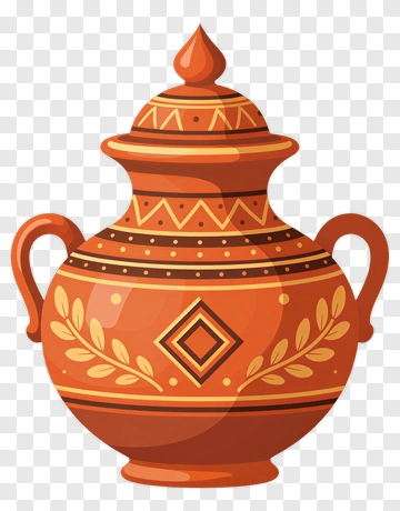 Decorative Pot With Geometric Patterns PNG