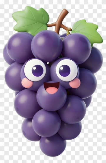 Cartoon Grape Character With A Happy Face PNG