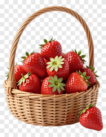 Strawberry Basket With Fresh Strawberries PNG