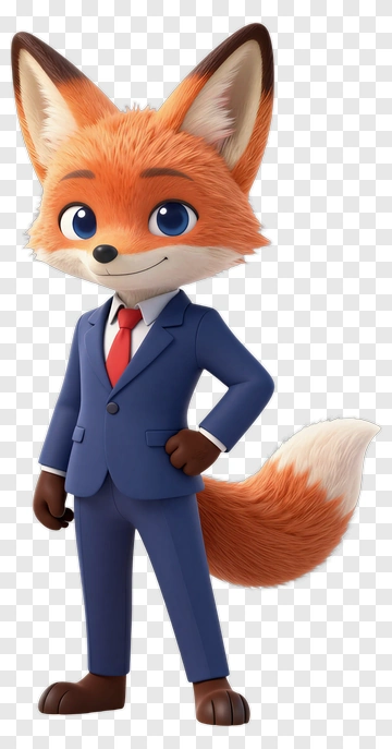 Cartoon Fox In A Suit PNG