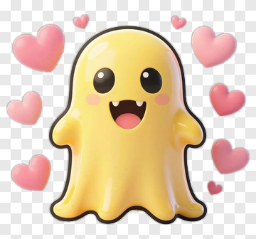 Cartoon Ghost With Hearts PNG