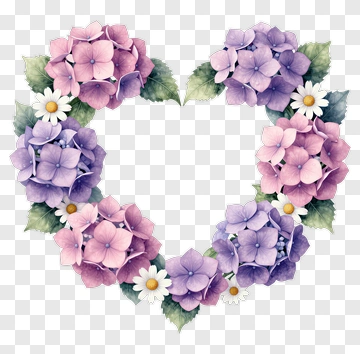 Heart-Shaped Floral Wreath PNG