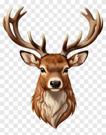 Realistic Deer Head With Antlers PNG