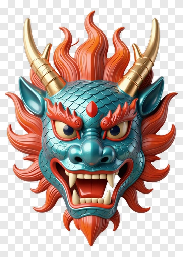 Colorful Dragon Mask PNG