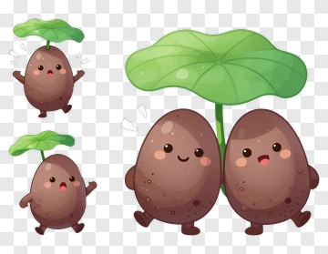 Cartoon Potatoes Holding A Leaf PNG