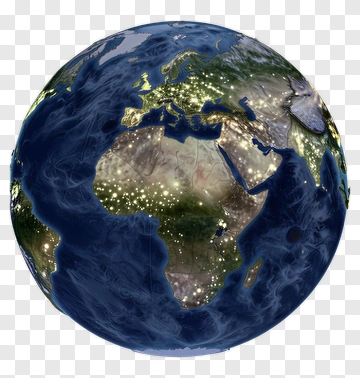 Earth Globe With City Lights PNG