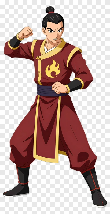 Firebender Character In Action Pose PNG