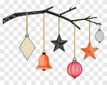 Decorative Ornaments Hanging From A Branch PNG