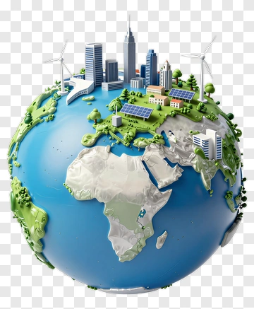3D Global Network With Renewable Energy Elements PNG