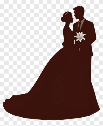 Wedding Couple Silhouette Holding A Flower PNG