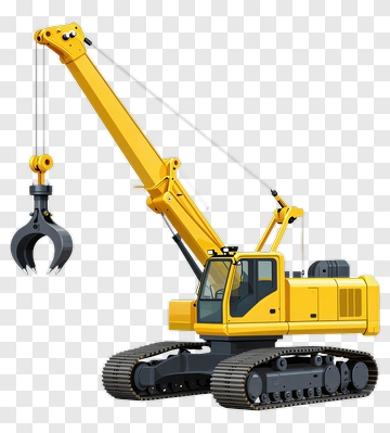 Yellow Crane With Grabber PNG