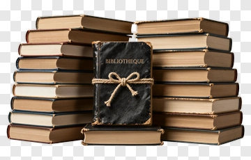 Stack Of Books With A Central Bibliotheque Book PNG