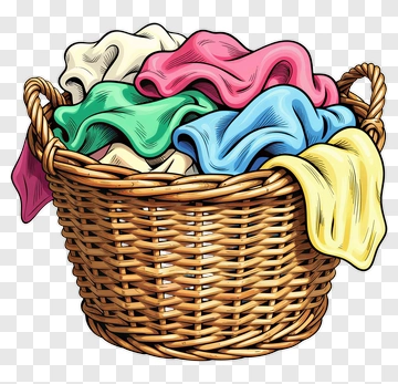 Colorful Laundry Basket Filled With Clothes PNG