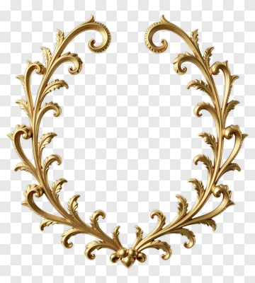 Golden Decorative Leaf Frame PNG