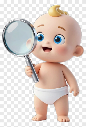 Cartoon Baby Holding A Magnifying Glass PNG