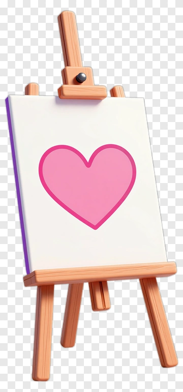 Easel With Pink Heart Artwork PNG
