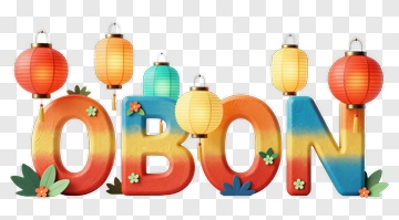 Colorful Obon Festival Letters With Lanterns PNG