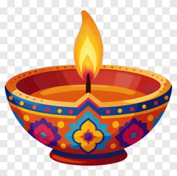 Colorful Diya With Flame PNG