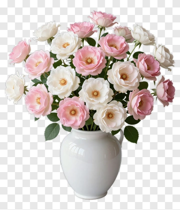 Flower Bouquet In A White Vase PNG