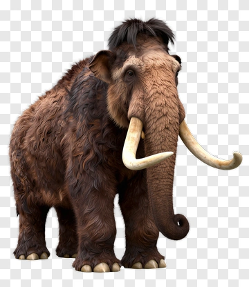 3D Mammoth With Long Tusks PNG