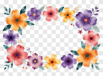 Colorful Floral Frame PNG