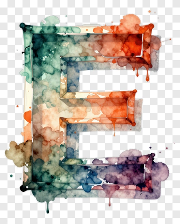 Colorful Watercolor Letter E PNG
