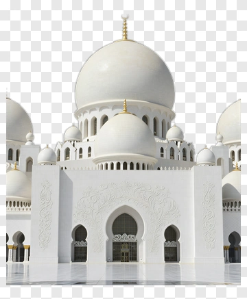 White Mosque With Domes And Arches PNG
